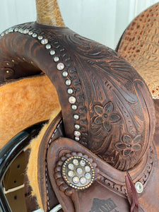 alamo saddlery vintage glam barrel , horn view