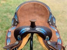 Load image into Gallery viewer, Front view of saddle on saddle rack