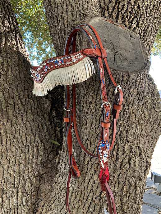 Alamo Saddlery USA Jeweled Fringe Headstall