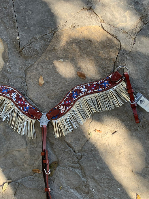Alamo Saddlery USA Jeweled Fringe Breast Collar